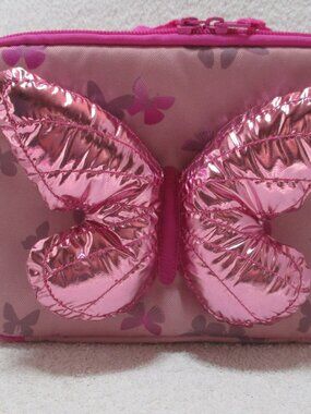 Cat & Jack Lunch Bag (box) Pink Butterflies NWT Zippered Strap Handle